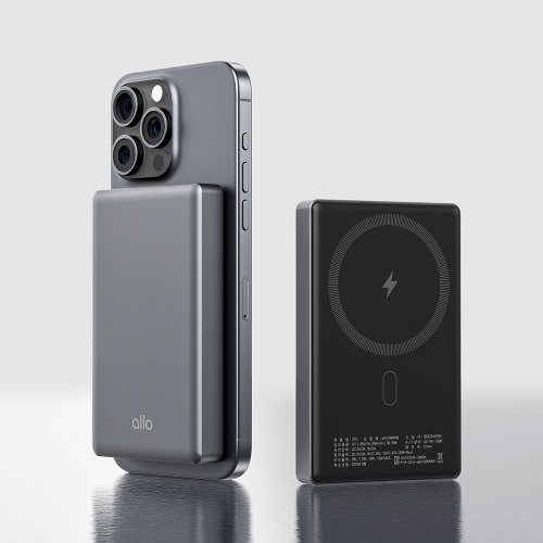 [알로코리아] 무선 고속 충전 맥세이프 코발트 보조배터리 1000MW [10000mAh] 그레이 색상