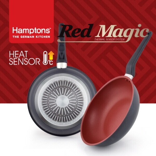 [Hamptons]독일햄튼 레드매직 인덕션 후라이팬2종세트-D(HTR-28F28W) 28CM(원형팬)+28CM(궁중팬)