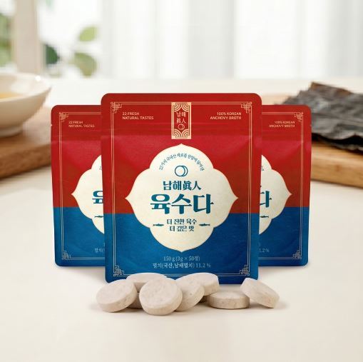 [남해진인] 육수다 국산 천연조미료  리필형 파우치 3g x 50포