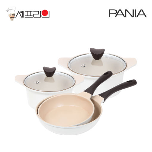 셰프라인 페니아(pania) 인덕션 IH 크림후라이팬,냄비 4종세트(20+24후+20양+18편수)