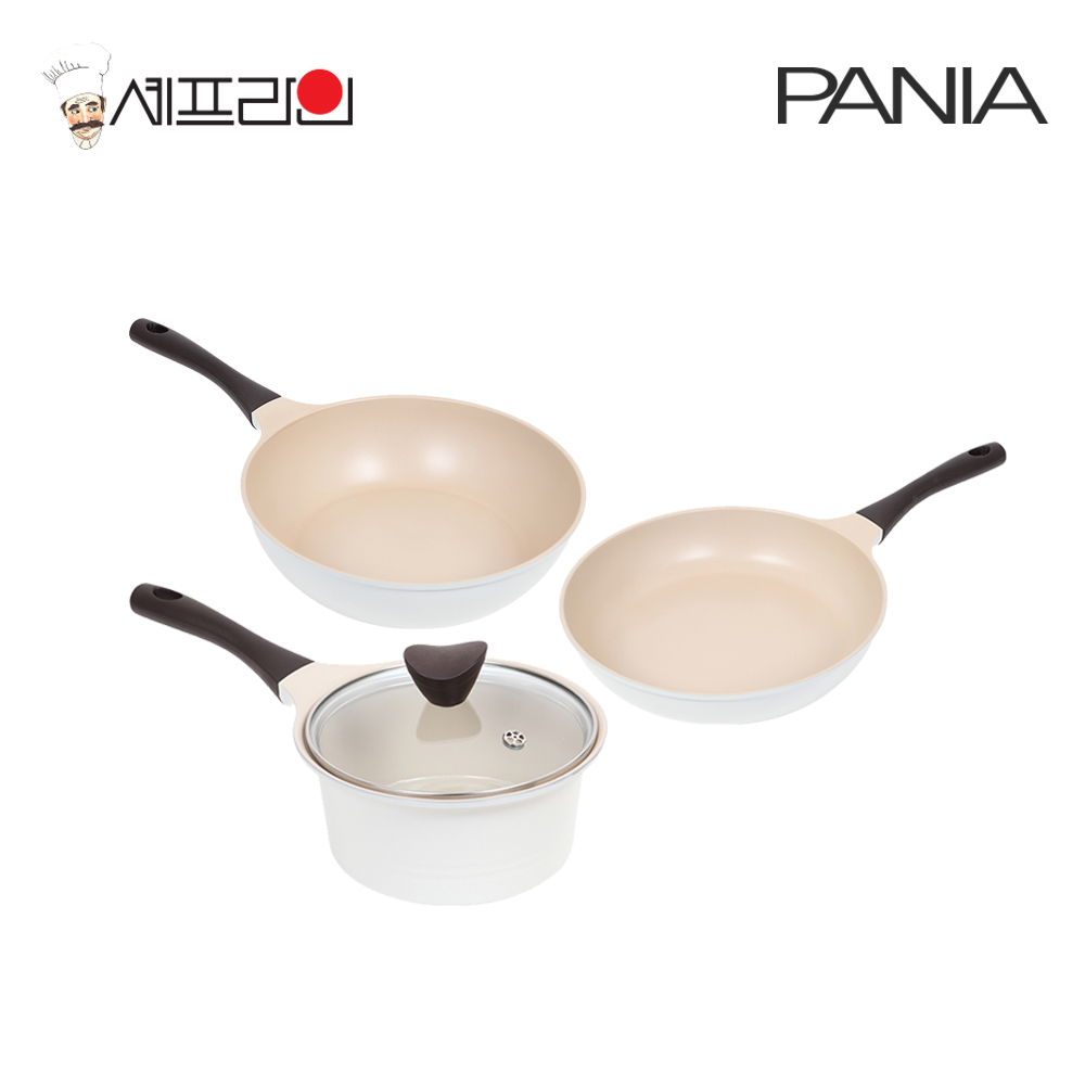 셰프라인 페니아(pania) 인덕션 IH 크림후라이팬,냄비 3종세트(24+28궁+18편)