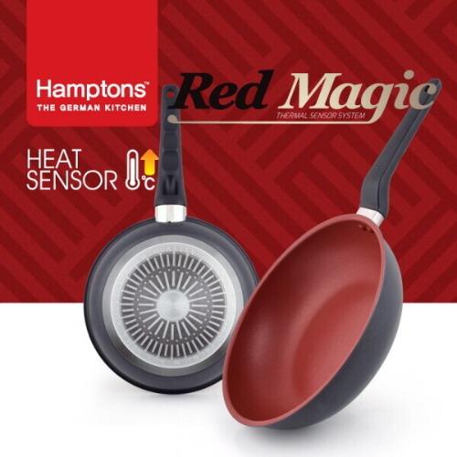 [Hamptons]독일햄튼 레드매직 인덕션 후라이팬2종세트-C(HTR-24F28W) 24CM(원형팬)+28CM(궁중팬)