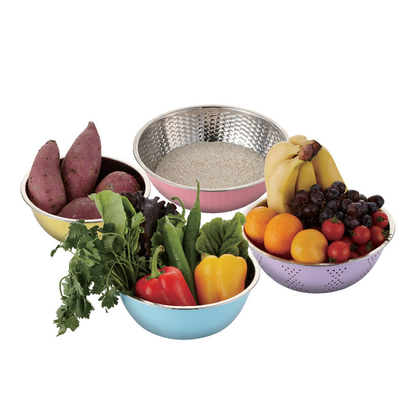 [폴리] FOLEY 칼라 스텐볼 4종 세트(20cm믹싱볼, 22cm믹싱볼, 24cm타공볼, 26cm 함지박)